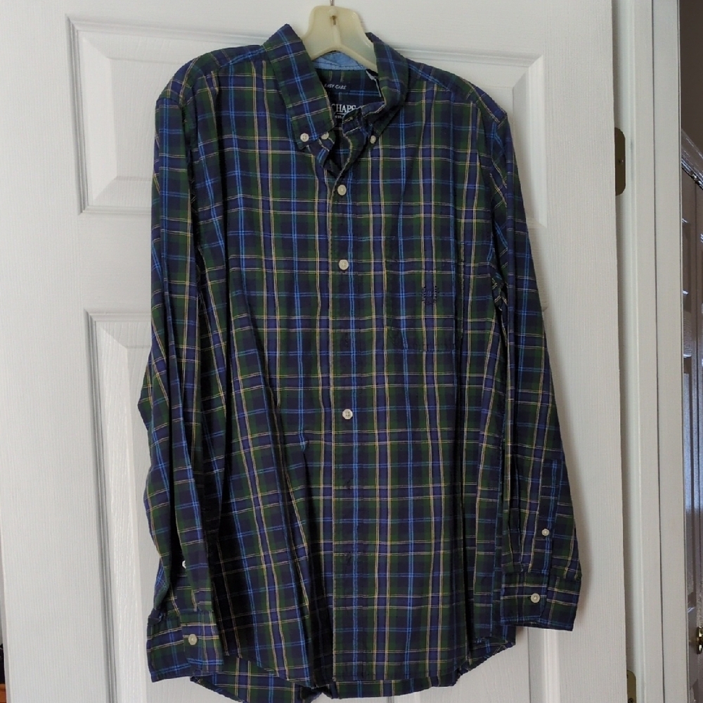 Chaps Green and Blue Casual Button Down Shirt